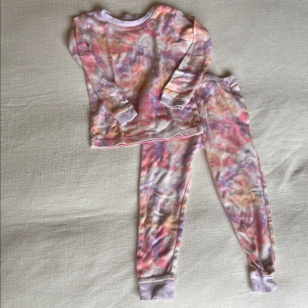Burt’s Bees Toddler Pajamas Size 4T Pink Tye Die